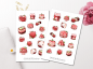 Preview: Strawberry Desserts Sticker Set